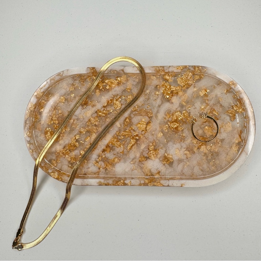New White And Gold Handmade Jewelry Tray
